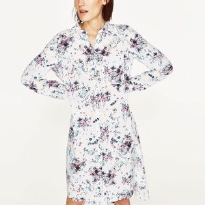 Zara printed long sleeve floral shirt dress